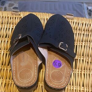 Stylish Black Perforated Mules